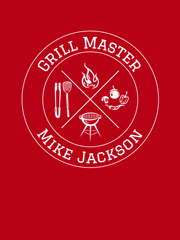 Personalized BBQ Grill Master T-Shirt - Red - Decorate View