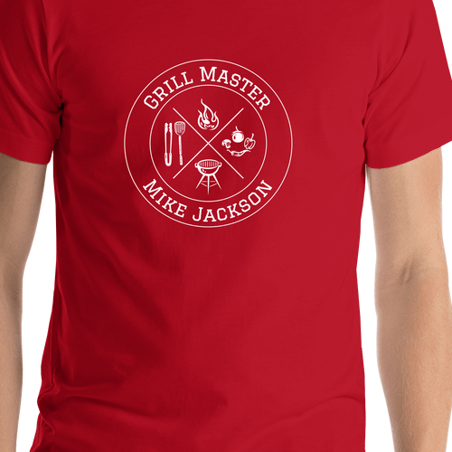 Personalized BBQ Grill Master T-Shirt - Red - Shirt Close-Up View