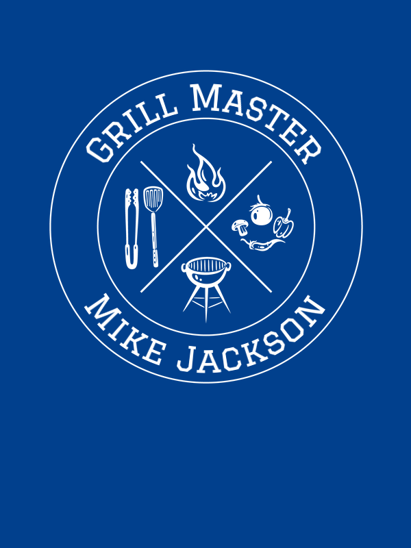 Personalized BBQ Grill Master T-Shirt - Blue - Decorate View