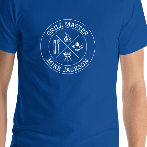 Personalized BBQ Grill Master T-Shirt - Blue - Shirt Close-Up View