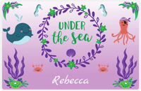 Thumbnail for Personalized Beach Animals Placemat I - Under the Sea - Purple Background -  View