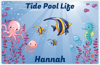Thumbnail for Personalized Beach Animals Placemat VIII - Tide Pool - Blue Background -  View