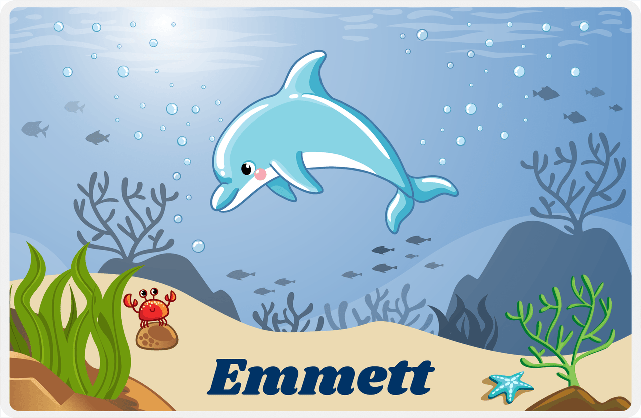 Personalized Beach Animals Placemat IX - Reef's Edge - Dolphin -  View