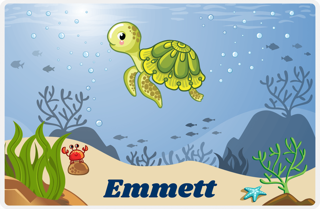 Personalized Beach Animals Placemat IX - Reef's Edge - Sea Turtle -  View