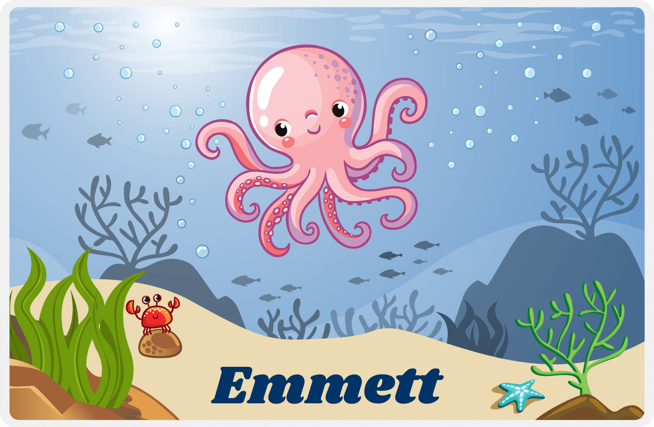 Personalized Beach Animals Placemat IX - Reef's Edge - Octopus -  View
