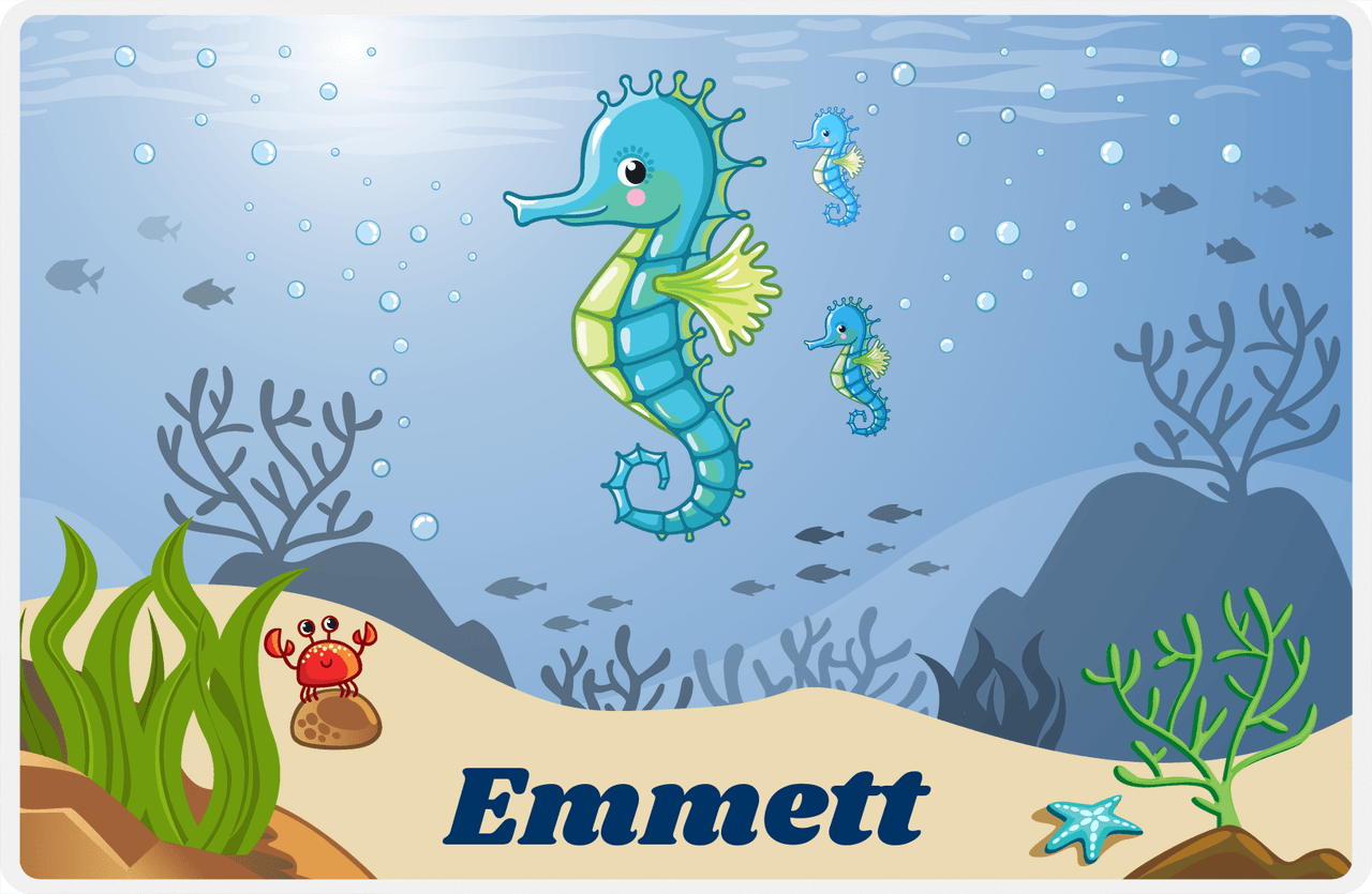 Personalized Beach Animals Placemat IX - Reef's Edge - Sea Horse -  View