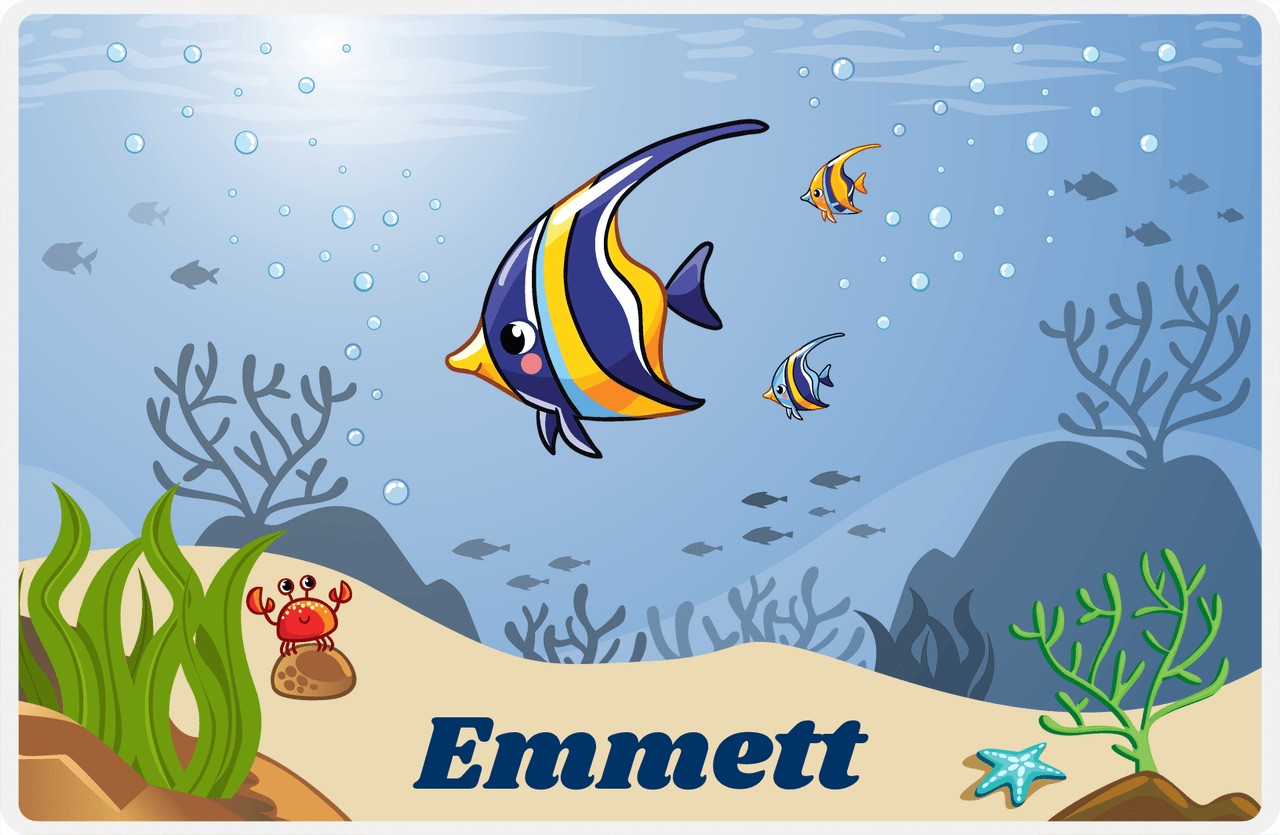 Personalized Beach Animals Placemat IX - Reef's Edge - Angel Fish -  View