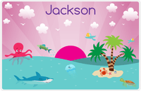 Thumbnail for Personalized Beach Animals Placemat XI - Island Beach - Purple Background -  View