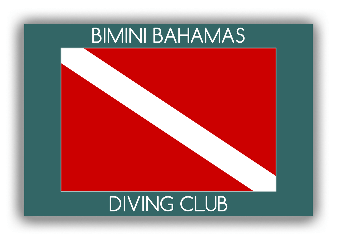Personalized Beach Canvas Wrap & Photo Print I - Dive Flag - Teal Background - Front View