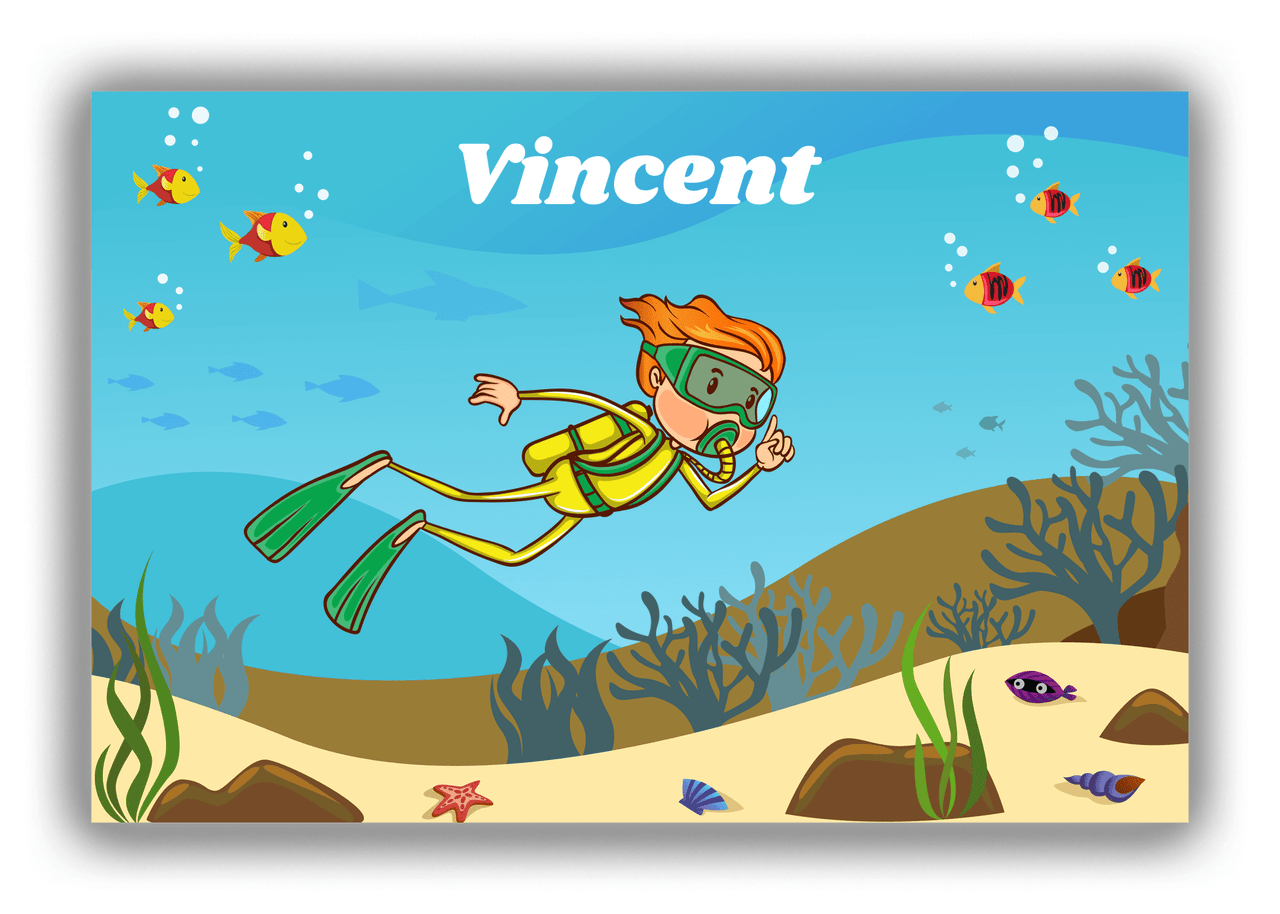 Personalized Beach Canvas Wrap & Photo Print IV - Scuba Diving - Redhead Boy - Front View