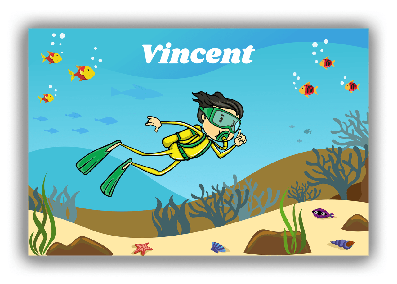 Personalized Beach Canvas Wrap & Photo Print IV - Scuba Diving - Asian Boy - Front View