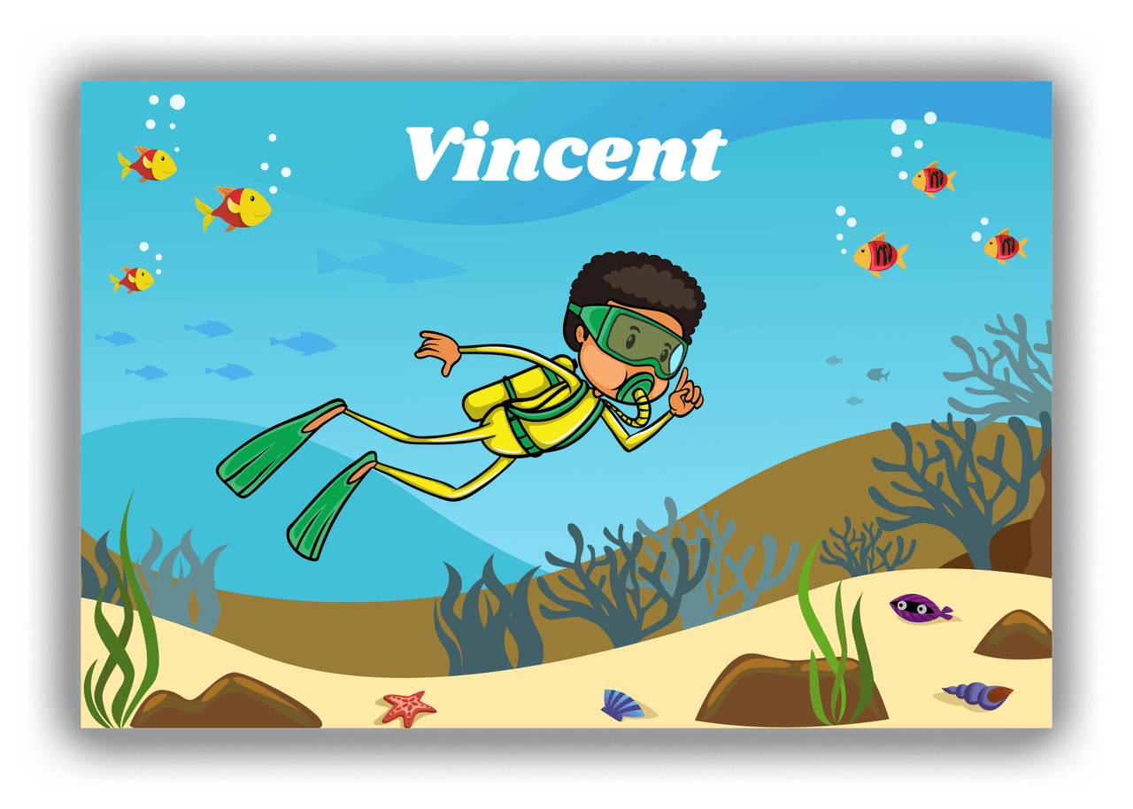 Personalized Beach Canvas Wrap & Photo Print IV - Scuba Diving - Black Boy I - Front View