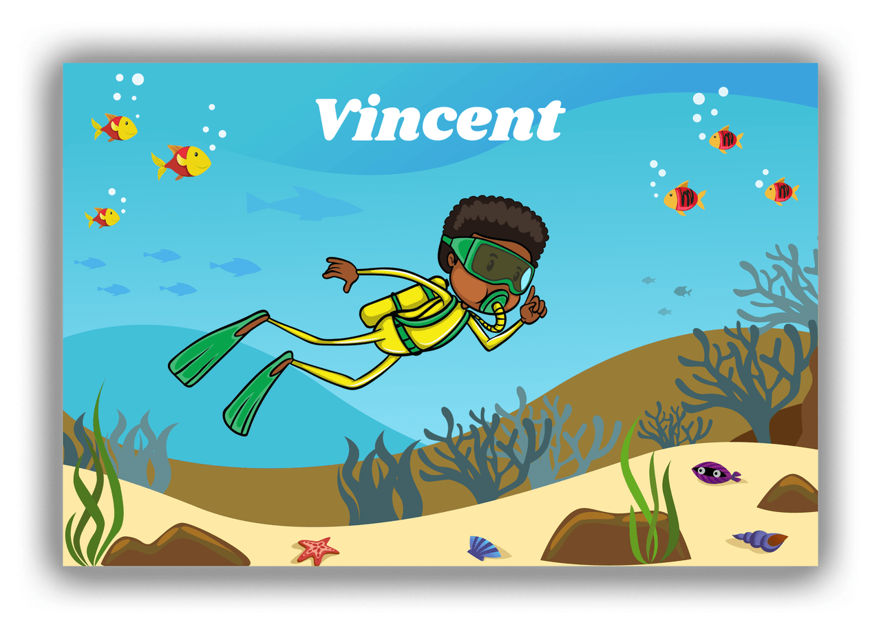 Personalized Beach Canvas Wrap & Photo Print IV - Scuba Diving - Black Boy II - Front View
