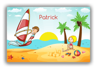 Thumbnail for Personalized Beach Canvas Wrap & Photo Print V - Coastal Windsurfing - Brown Hair Boy - Front View