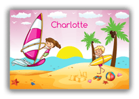 Thumbnail for Personalized Beach Canvas Wrap & Photo Print VI - Coastal Windsurfing - Brunette Girl - Front View