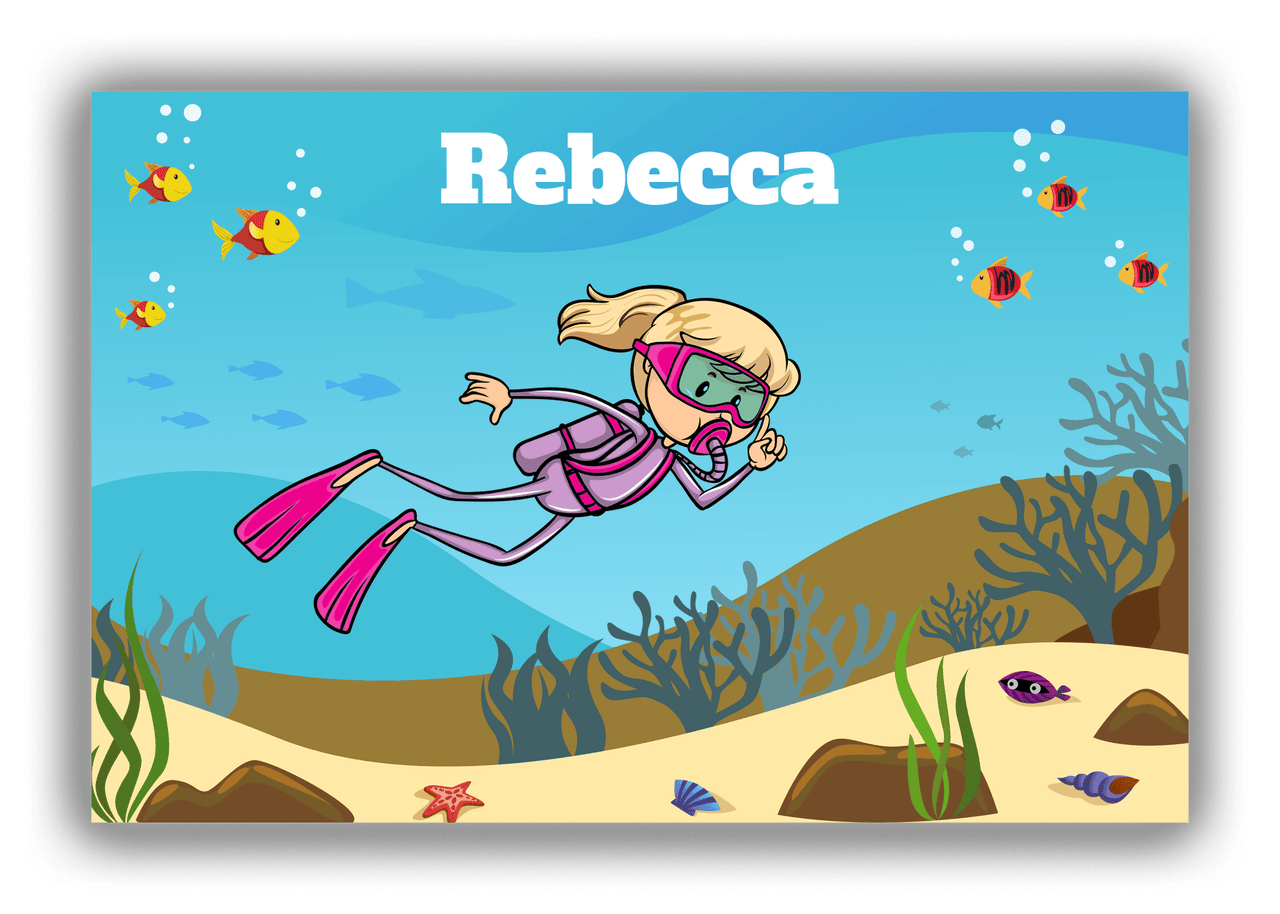 Personalized Beach Canvas Wrap & Photo Print VII - Scuba Diving - Blonde Girl - Front View