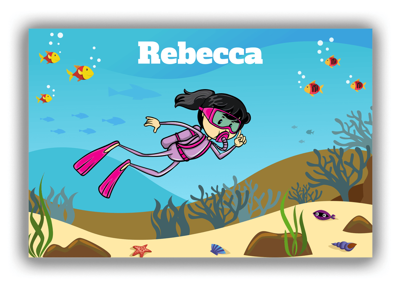 Personalized Beach Canvas Wrap & Photo Print VII - Scuba Diving - Asian Girl - Front View