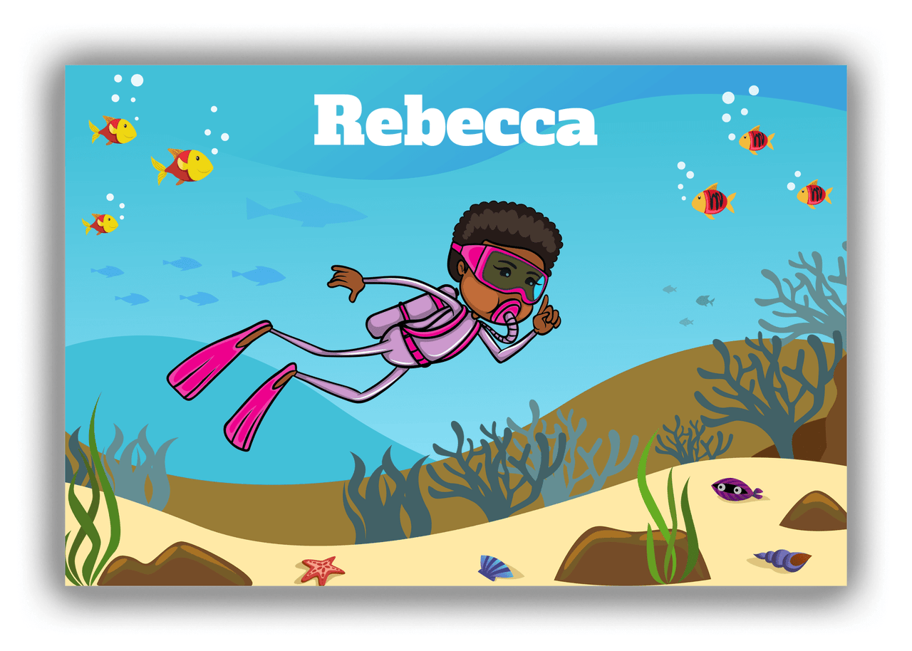 Personalized Beach Canvas Wrap & Photo Print VII - Scuba Diving - Black Girl II - Front View