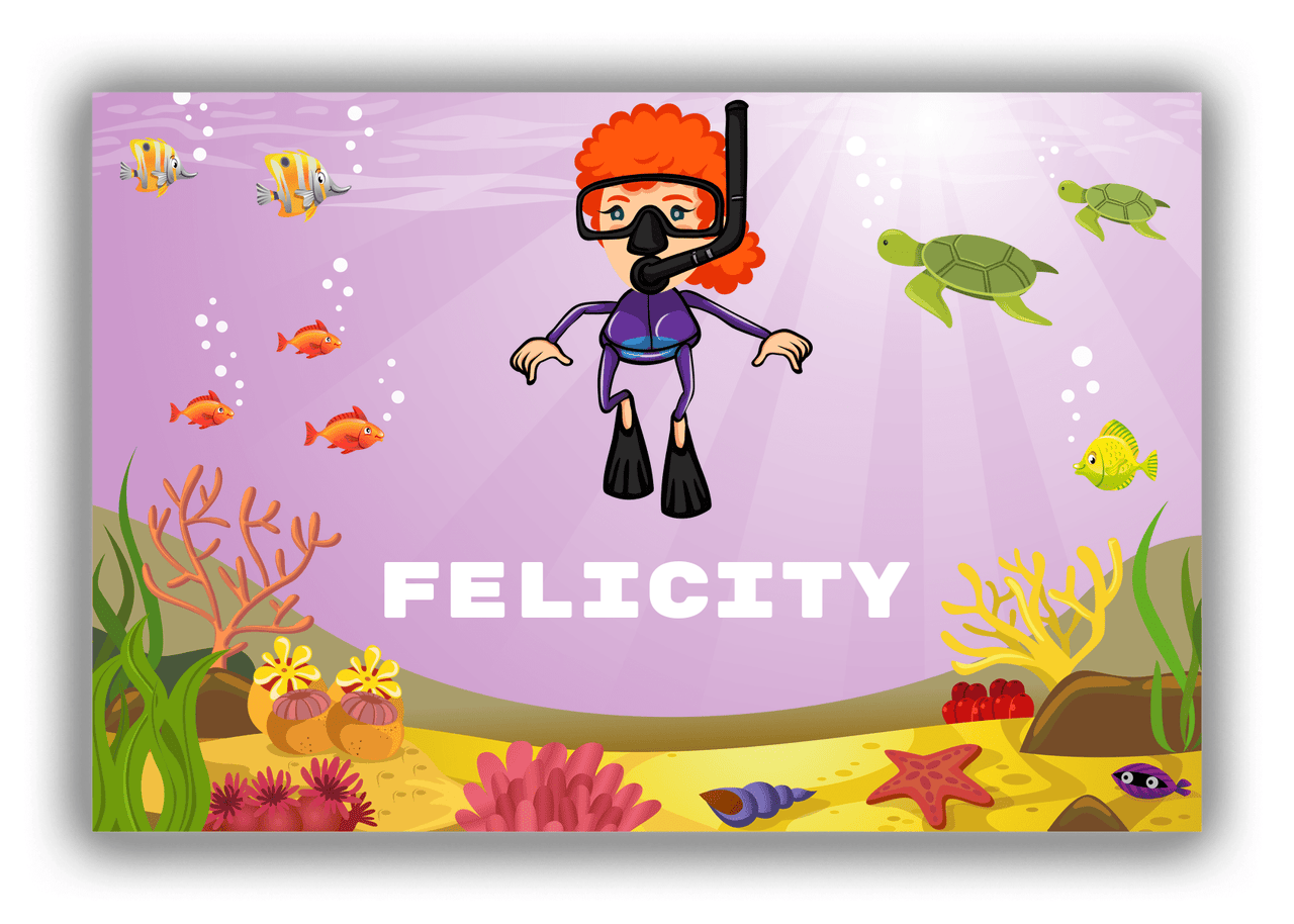 Personalized Beach Canvas Wrap & Photo Print IX - Snorkeling Fun - Redhead Girl - Front View