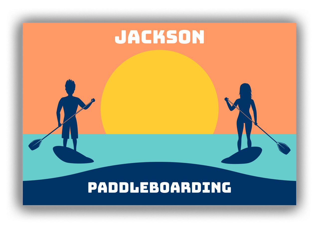 Personalized Beach Canvas Wrap & Photo Print XI - Paddleboarding - Orange Background - Front View
