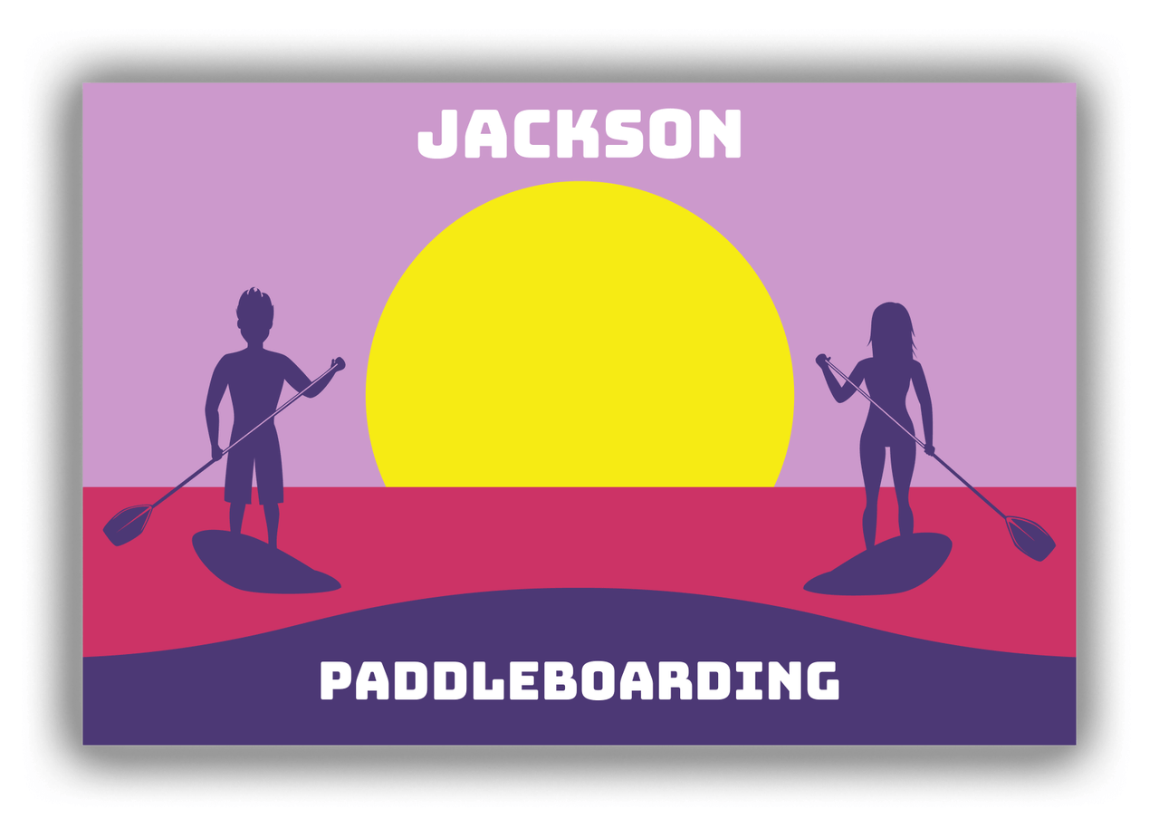 Personalized Beach Canvas Wrap & Photo Print XI - Paddleboarding - Purple Background - Front View