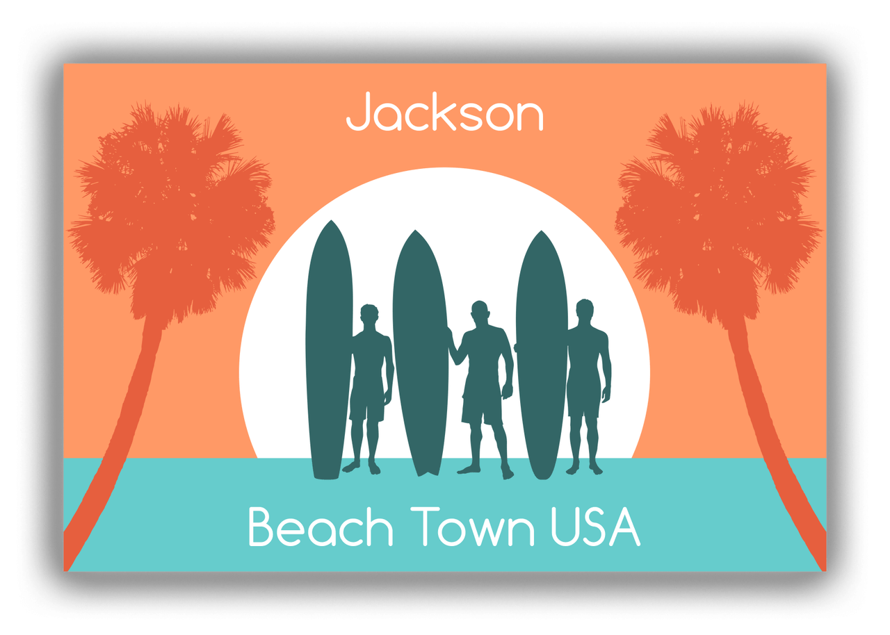 Personalized Beach Canvas Wrap & Photo Print XVII - Beach Town - Orange Background - Front View