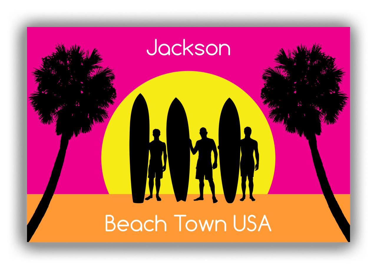 Personalized Beach Canvas Wrap & Photo Print XVII - Beach Town - Pink Background - Front View