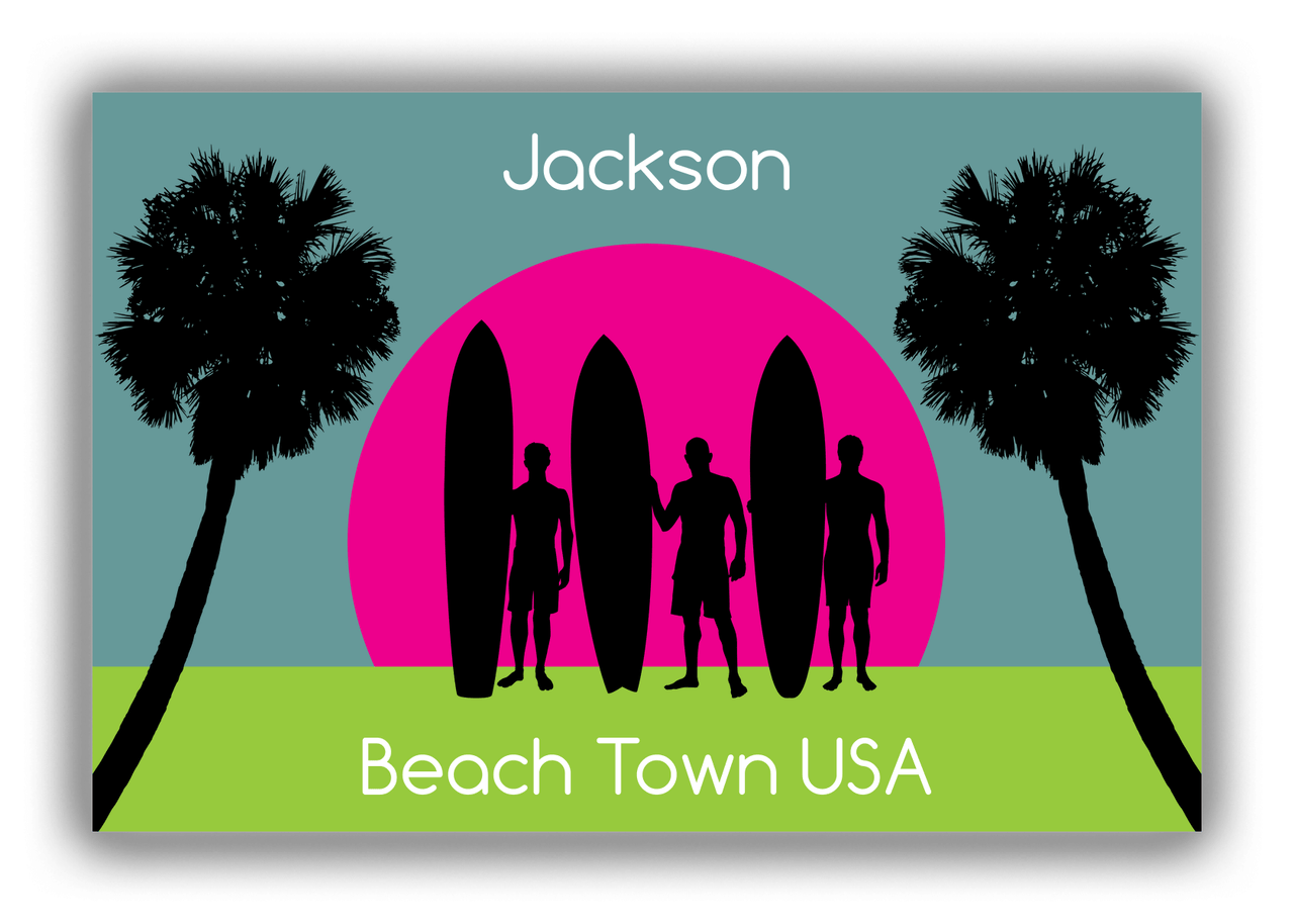 Personalized Beach Canvas Wrap & Photo Print XVII - Beach Town - Teal Background - Front View