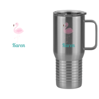 Thumbnail for Personalized Beach Fun Travel Coffee Mug Tumbler with Handle (20 oz) - Flamingo - Design View