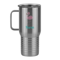 Thumbnail for Personalized Beach Fun Travel Coffee Mug Tumbler with Handle (20 oz) - Flamingo - Left View