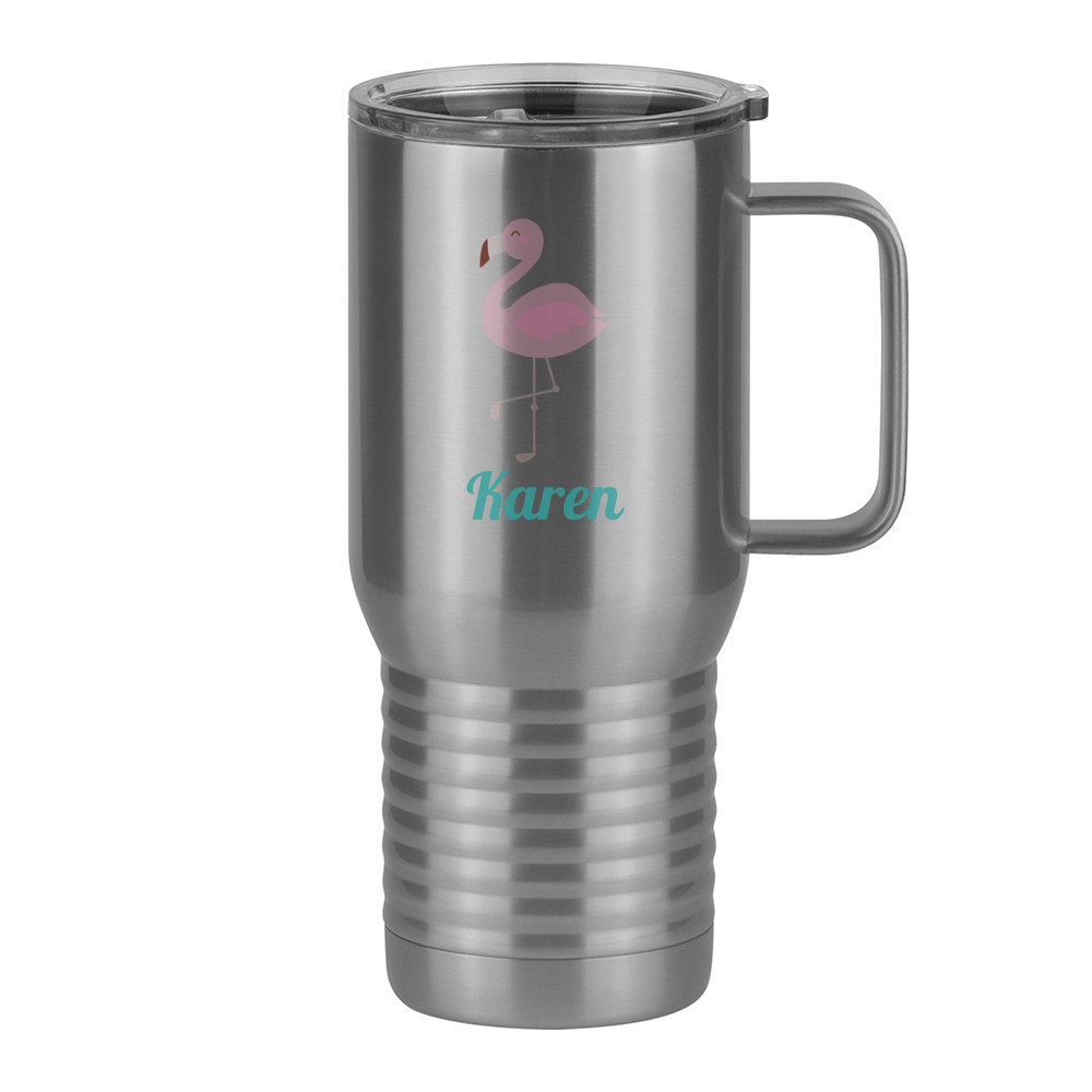 Personalized Beach Fun Travel Coffee Mug Tumbler with Handle (20 oz) - Flamingo - Right View