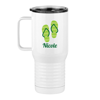 Thumbnail for Personalized Beach Fun Travel Coffee Mug Tumbler with Handle (20 oz) - Flip Flops - Left View