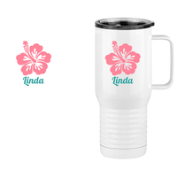Thumbnail for Personalized Beach Fun Travel Coffee Mug Tumbler with Handle (20 oz) - Hibiscus - Design View