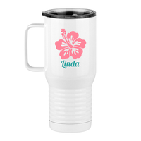 Thumbnail for Personalized Beach Fun Travel Coffee Mug Tumbler with Handle (20 oz) - Hibiscus - Left View