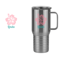 Thumbnail for Personalized Beach Fun Travel Coffee Mug Tumbler with Handle (20 oz) - Hibiscus - Design View