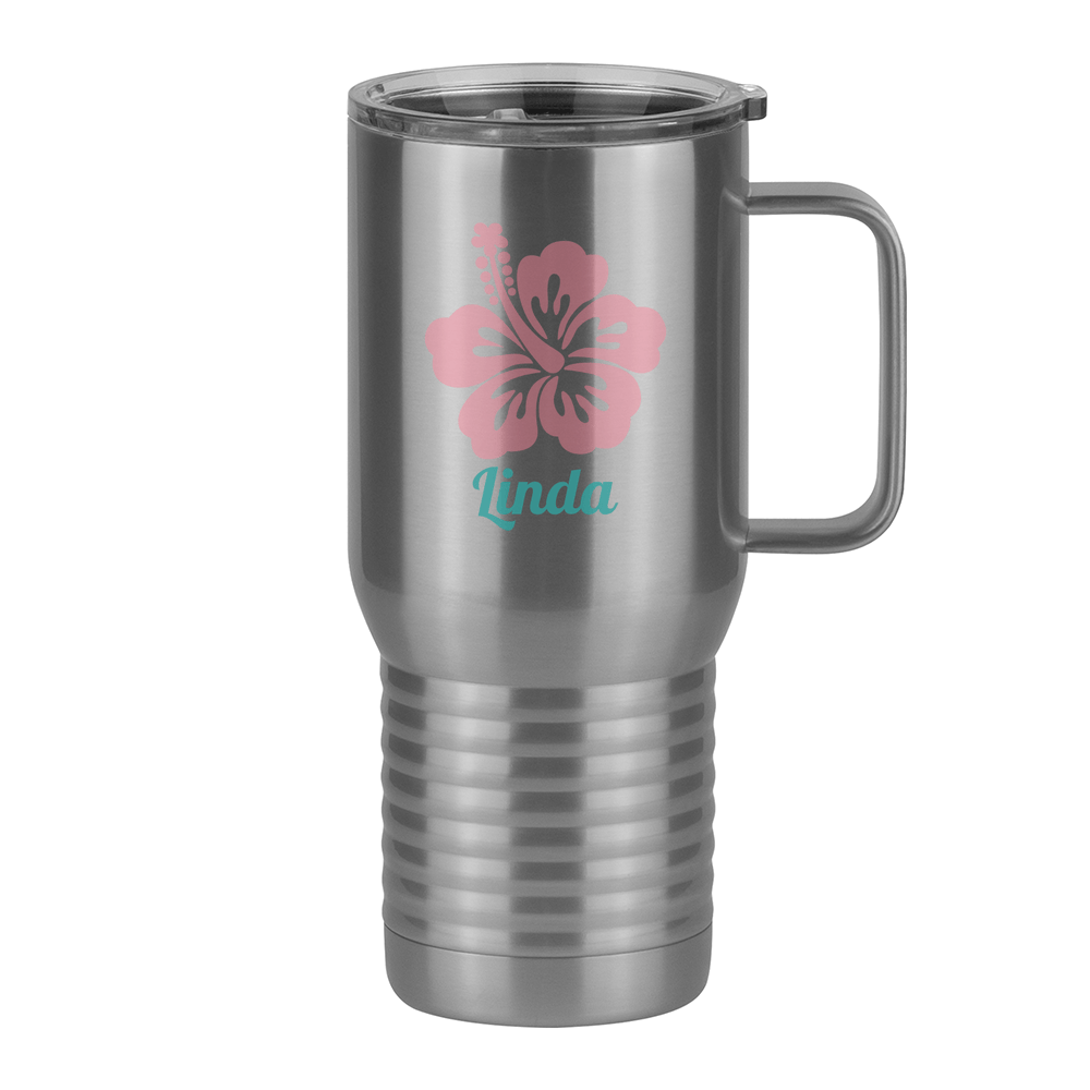 Personalized Beach Fun Travel Coffee Mug Tumbler with Handle (20 oz) - Hibiscus - Right View