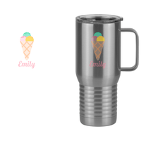 Thumbnail for Personalized Beach Fun Travel Coffee Mug Tumbler with Handle (20 oz) - Ice Cream Cone - Design View