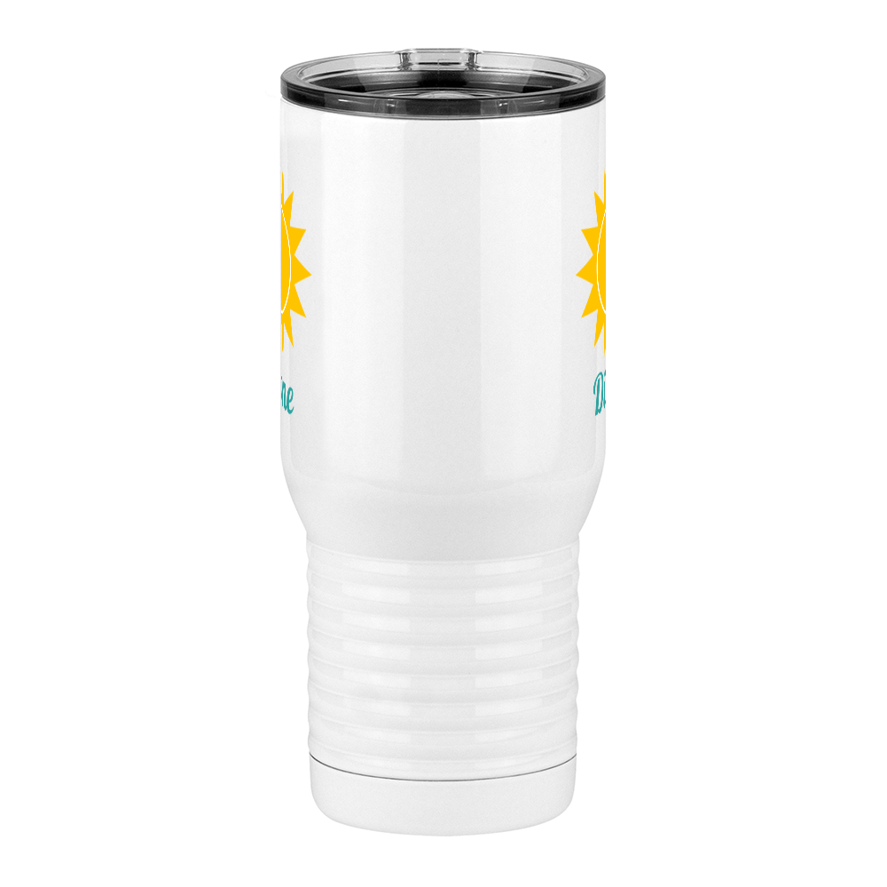 Personalized Beach Fun Travel Coffee Mug Tumbler with Handle (20 oz) - Sun - Front View