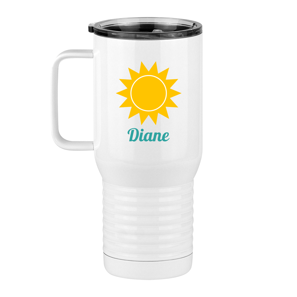 Personalized Beach Fun Travel Coffee Mug Tumbler with Handle (20 oz) - Sun - Left View