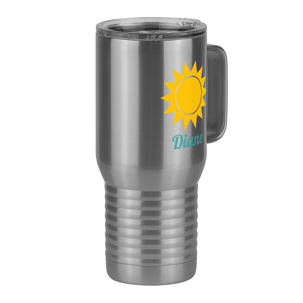 Personalized Beach Fun Travel Coffee Mug Tumbler with Handle (20 oz) - Sun - Front Right View