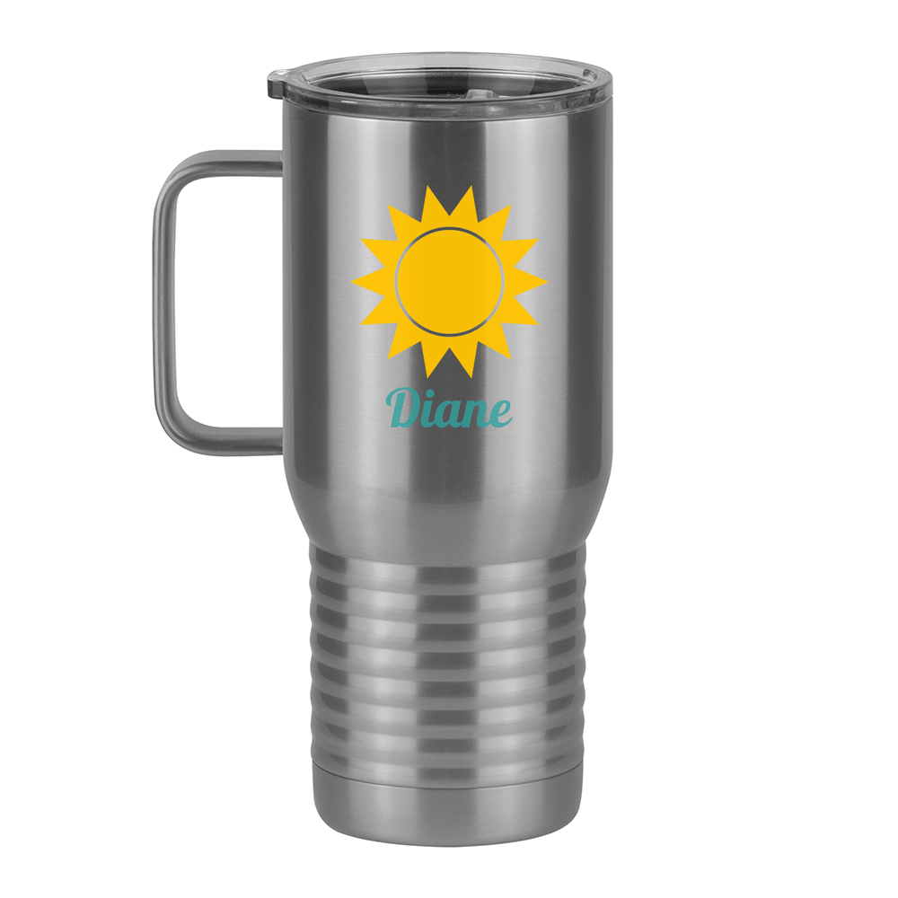 Personalized Beach Fun Travel Coffee Mug Tumbler with Handle (20 oz) - Sun - Left View