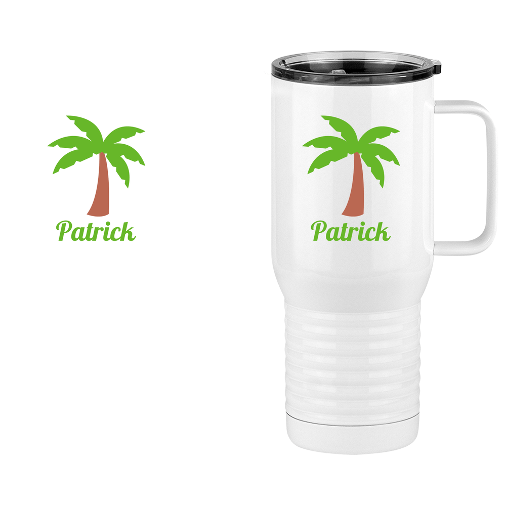Personalized Beach Fun Travel Coffee Mug Tumbler with Handle (20 oz) - Palm Tree - Design View