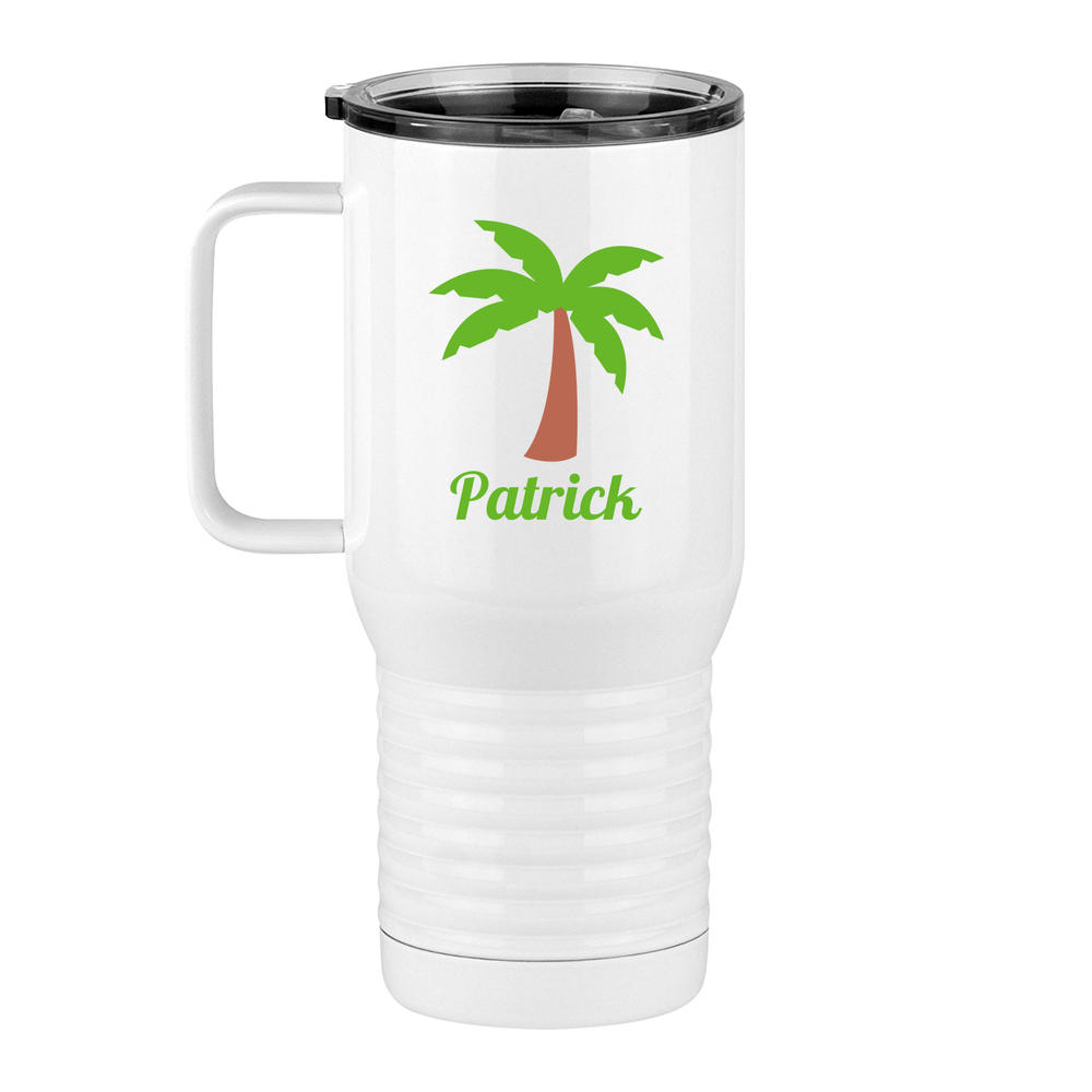 Personalized Beach Fun Travel Coffee Mug Tumbler with Handle (20 oz) - Palm Tree - Left View