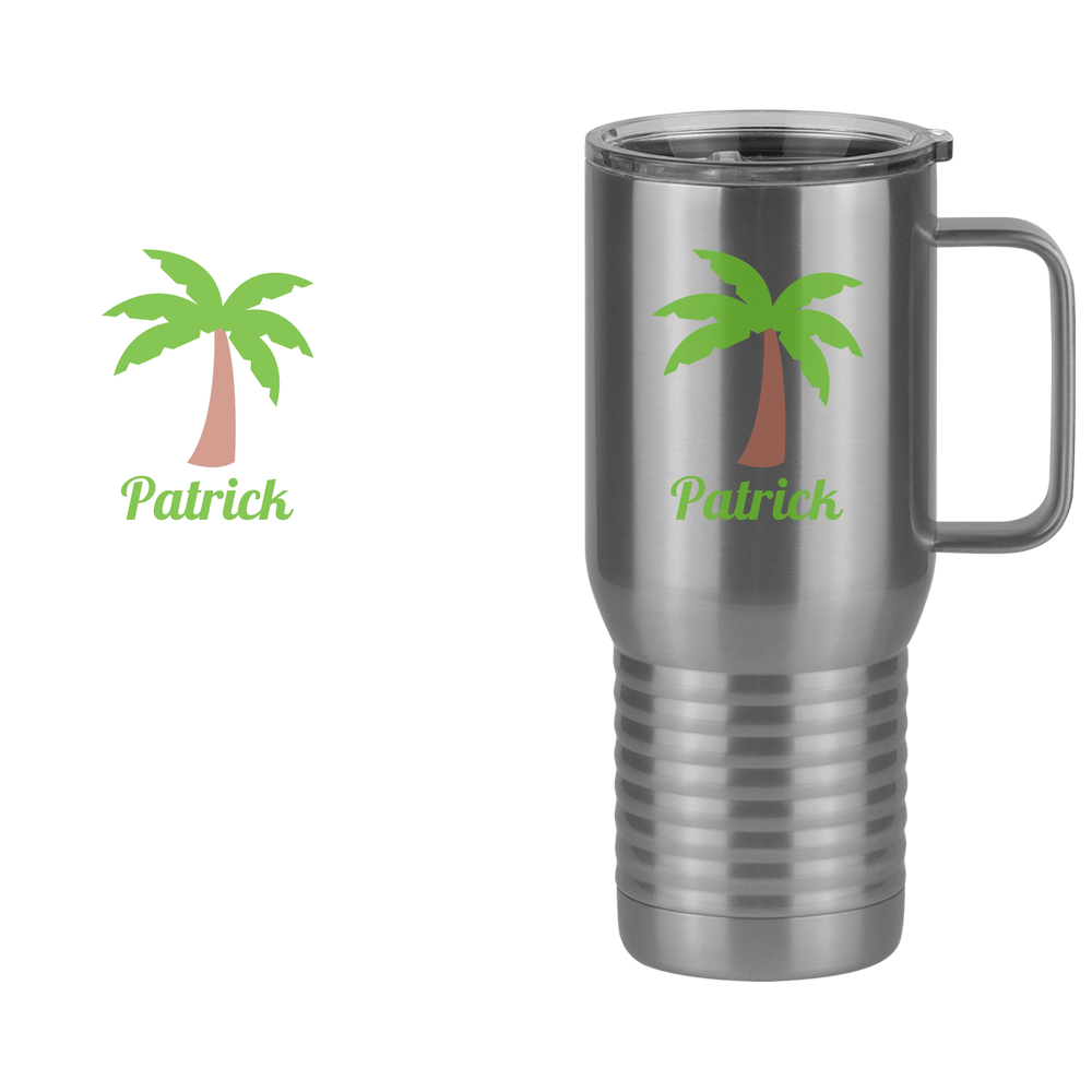 Personalized Beach Fun Travel Coffee Mug Tumbler with Handle (20 oz) - Palm Tree - Design View