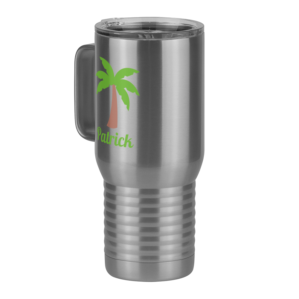 Personalized Beach Fun Travel Coffee Mug Tumbler with Handle (20 oz) - Palm Tree - Front Left View