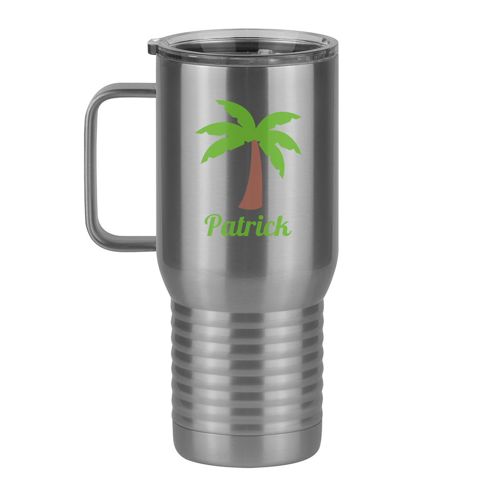 Personalized Beach Fun Travel Coffee Mug Tumbler with Handle (20 oz) - Palm Tree - Left View