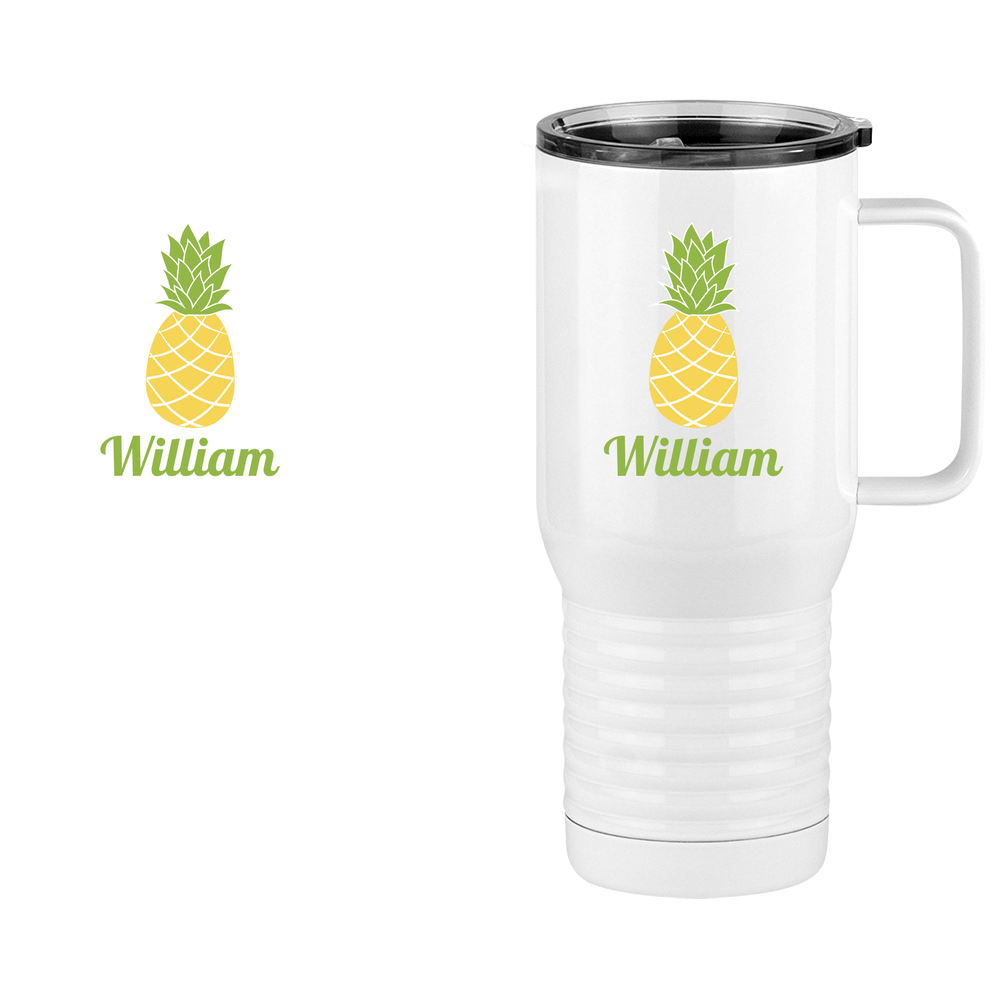 Personalized Beach Fun Travel Coffee Mug Tumbler with Handle (20 oz) - Pineapple - Design View