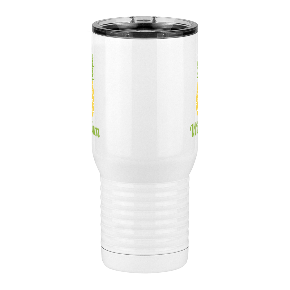 Personalized Beach Fun Travel Coffee Mug Tumbler with Handle (20 oz) - Pineapple - Front View