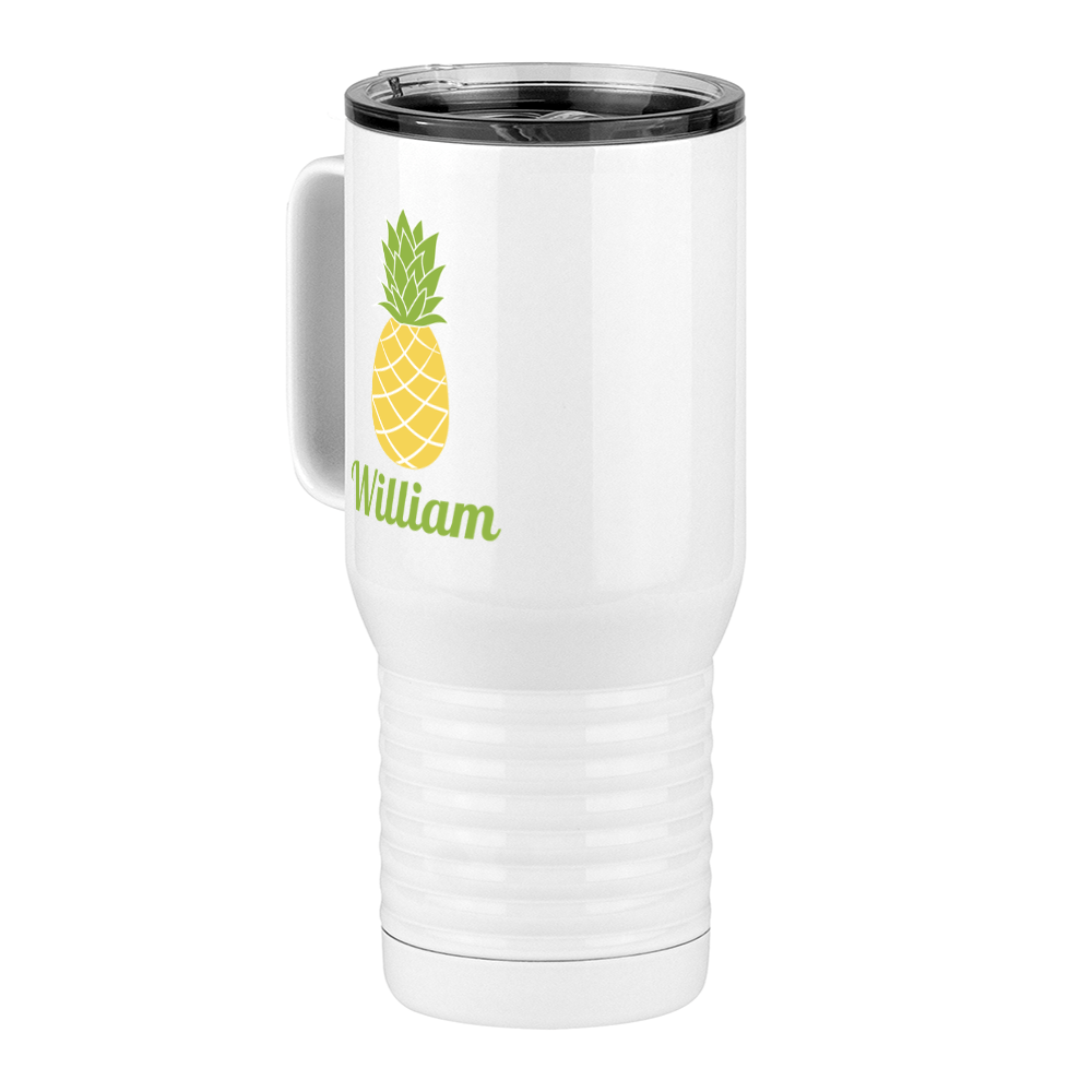 Personalized Beach Fun Travel Coffee Mug Tumbler with Handle (20 oz) - Pineapple - Front Left View