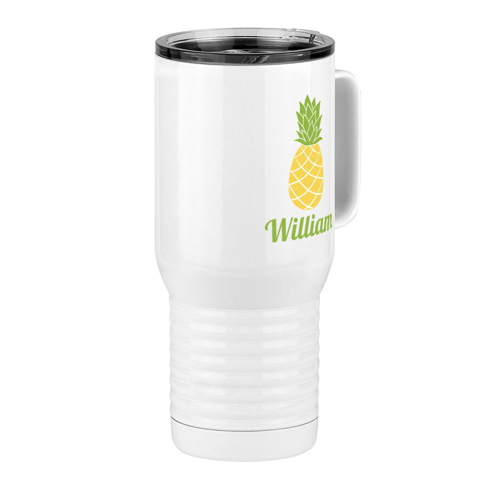 Personalized Beach Fun Travel Coffee Mug Tumbler with Handle (20 oz) - Pineapple - Front Right View
